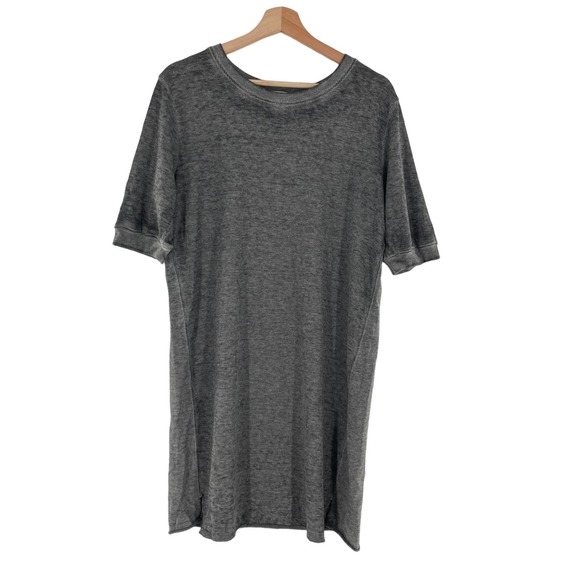 Authentic Love Textured Burnout Tunic T-Shirt Dress Short Sleeve Gray - Picture 1 of 5